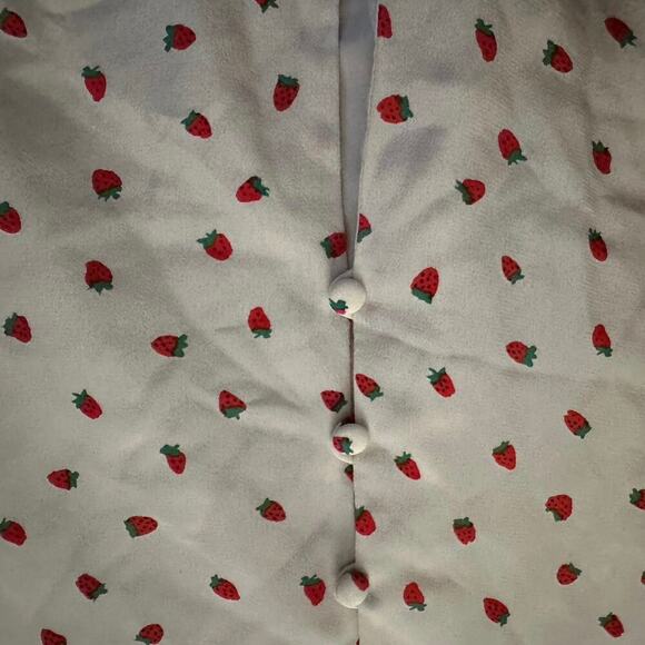 Madewell Silk Clover Button Front Dress in fresh strawberries lined v neck - Picture 7 of 11